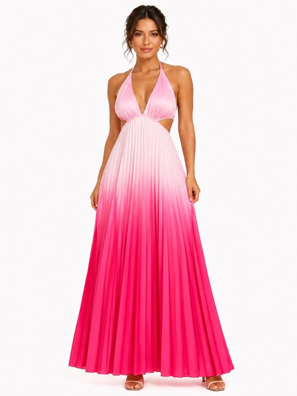 SHEIN Pink Ombre Pleated Maxi Dress — Size XL Brand: SHEIN